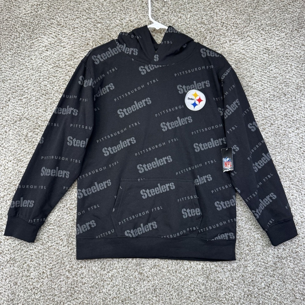 New Pittsburgh Steelers Hoodie Sweatshirt Youth XL 18-20 Black AOP Steelers Logo